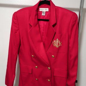 Vintage Christian Dior Crest Monogram Red Blazer